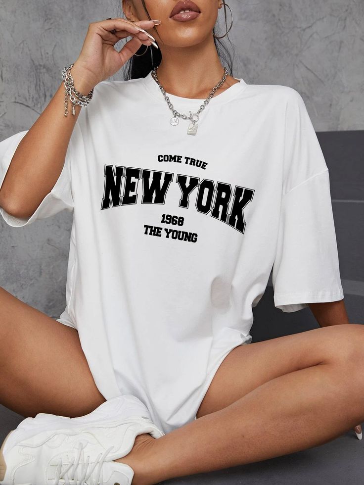 When 1968 The New York Is Young Woman T shirt Girl Oversize Daily Top Female Creativity Streettshirt