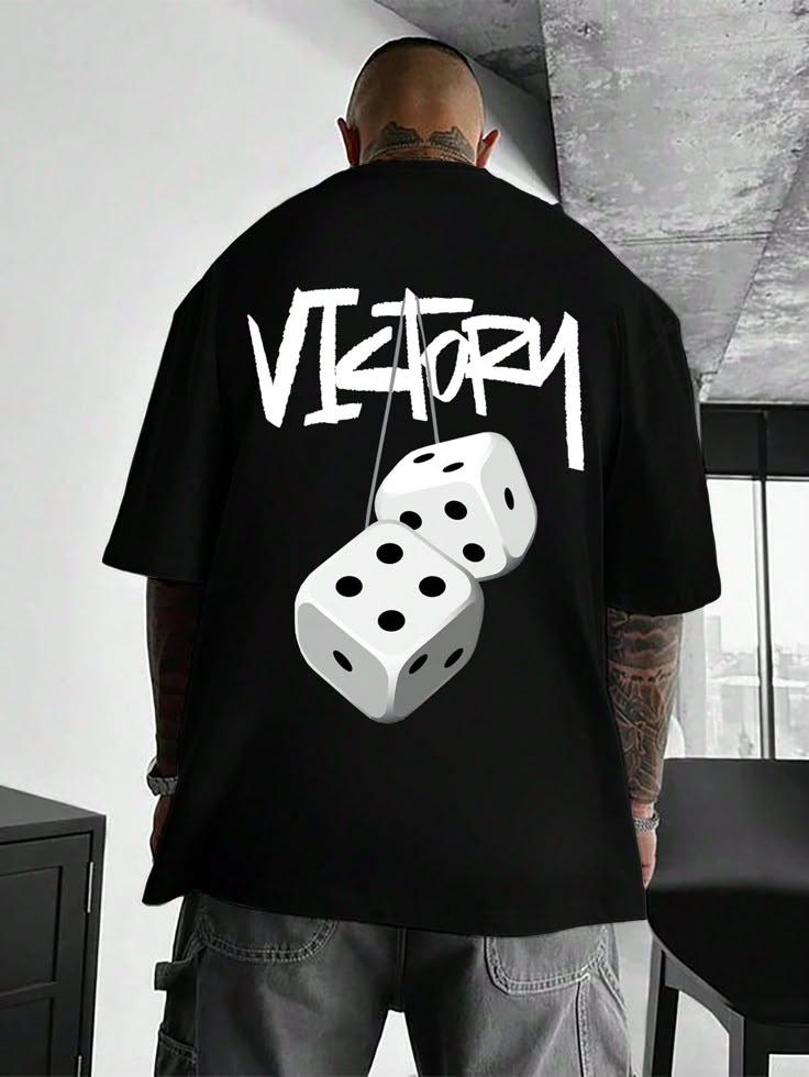 Men's Plaid & Letter Printed Short Sleeve T-shirt
