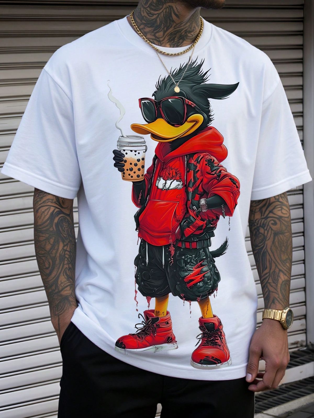 Men's Casual Cartoon Print Short Sleeve T-Shirt