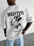 Men's Angel Slogan Print Round Neck T-Shirt