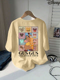 Spring And Summer Ladies Khaki Graphic Tees, Cute Casual Cartoon Disney Mouse Pals Pattern Girls T-Shirt