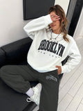 Women's Letter Print Sweatshirt And Sweatpants Two Piece Set