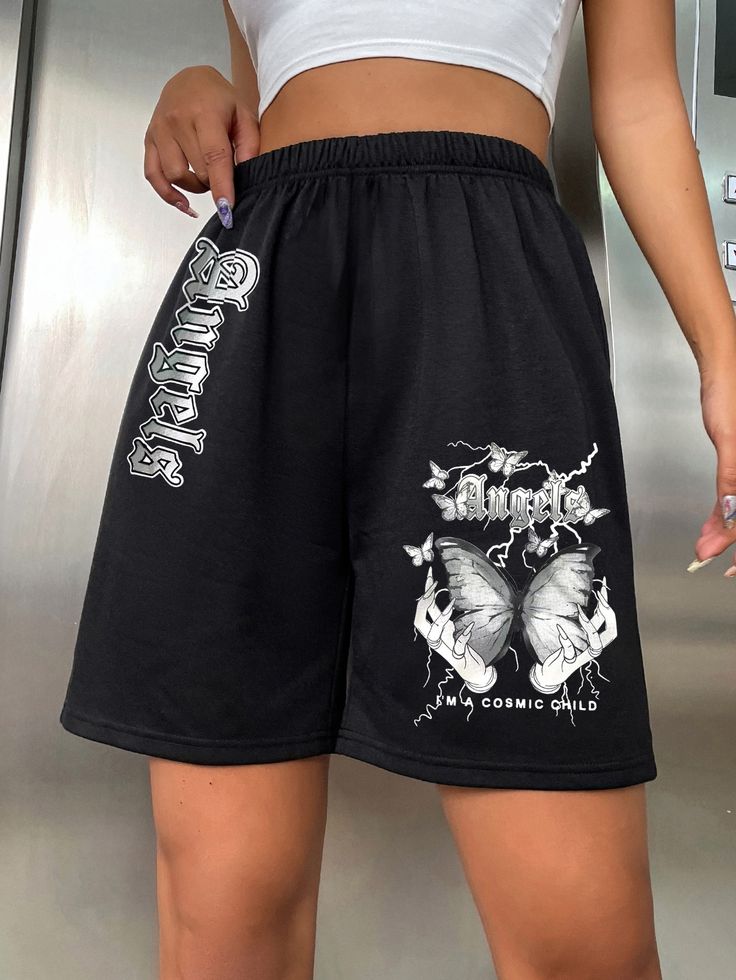Hand & Butterfly Print Shorts