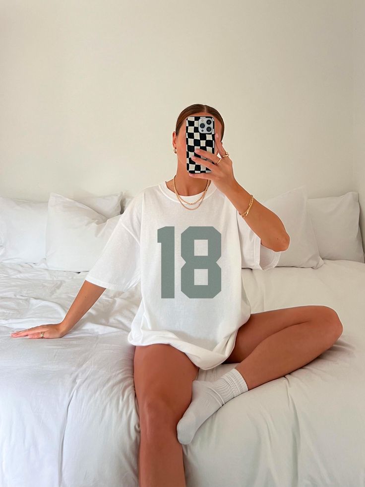 Number 18 Oversized Tshirt, Trendy Vintage Tee