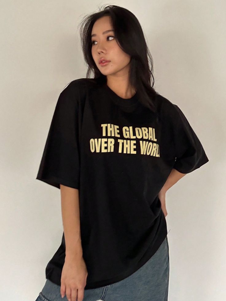 Women's Loose Fit Short Sleeve T-Shirt With Slogan