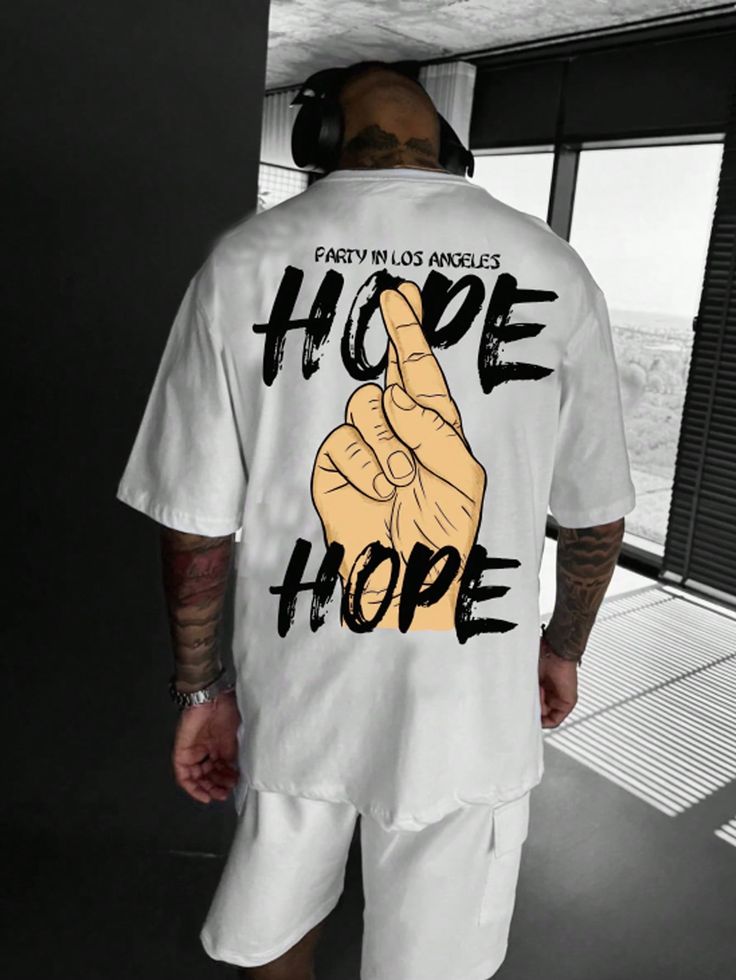 Men's Ultra-Loose Slogan Printed T-Shirt
