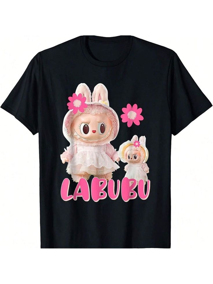 Cute The Mon-Sters Pink Tee Lover Black T-Shirt Regular Fit