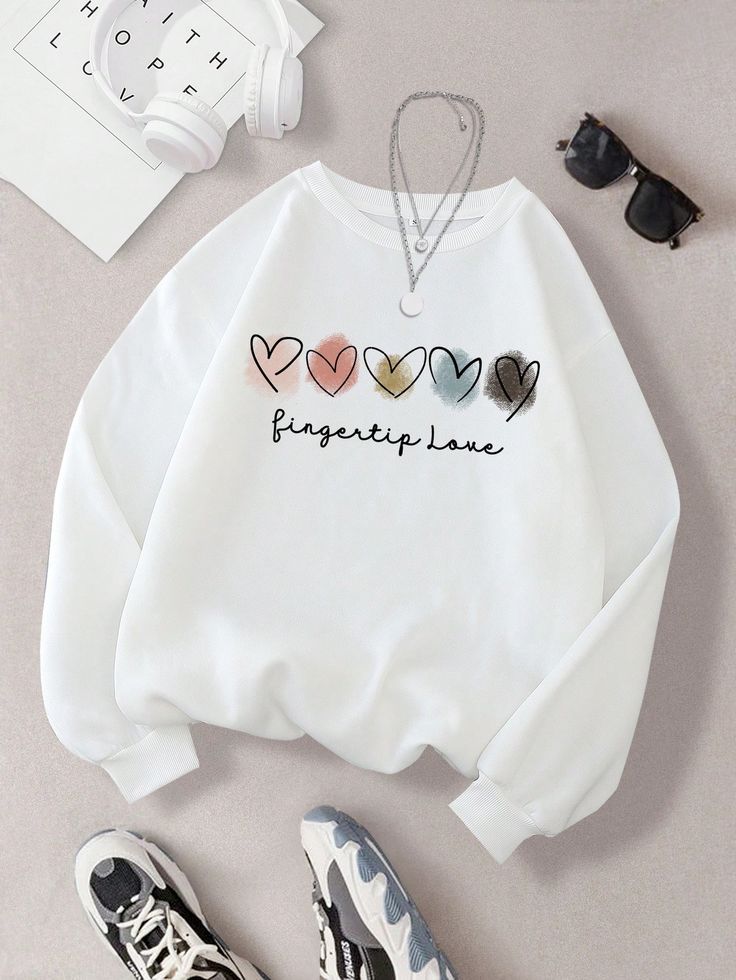 Heart & Letter Graphic Thermal Lined Sweatshirt