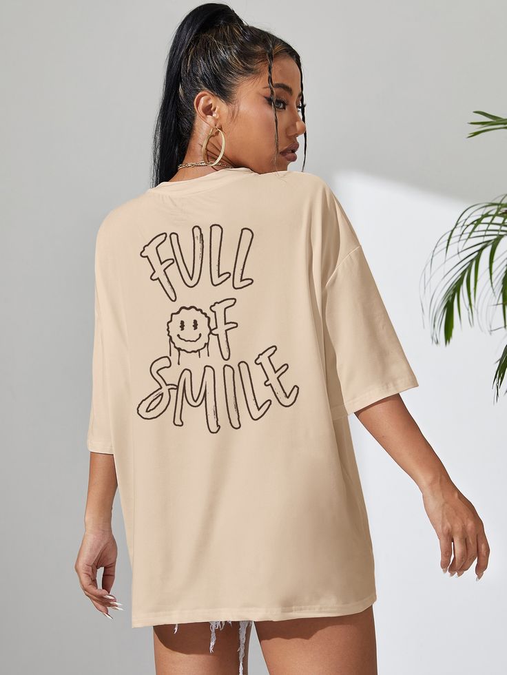 Expression & Slogan Graphic Drop Shoulder Tee