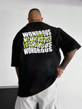 Men'S Letter Print Round Neck Short Sleeve T-Shirt