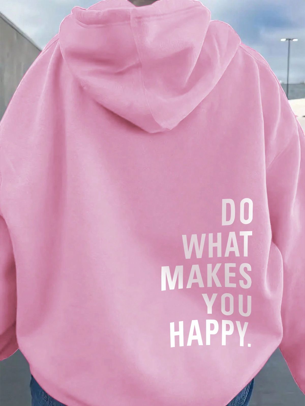 Plus Size Casual Daily Slogan Print Loose Fit Hoodie Sweatshirt, Autumn