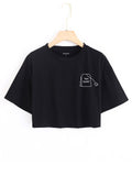 Letter Graphic Drop Shoulder Crop Tee Oversized