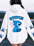 Disney's Official Women's Lilo & Stitch Hoodie - Winter Pullover with Stitch & Bunnies Design Fan