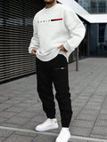 Men's Autumn And Winter Set With Paris Letter Print Long-sleeved Pants Two-pieces Suit Comfortable