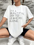 Slogan Graphic Drop Shoulder Tee