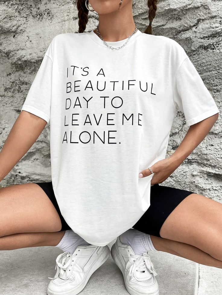 Slogan Graphic Drop Shoulder Tee