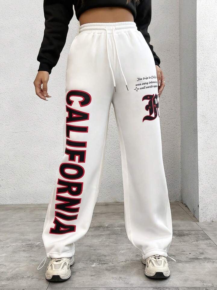 Hoodies liban / Coolane Women's Letter Print Drawstring Waist Cargo Pants