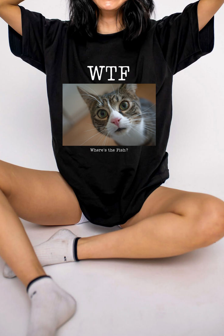 WTF – Where’s The Fish? Cat Meme T-Shirt