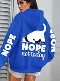 Nope Not Today Dogs Printing Women Hoodies Y2K Loose Pocket Pullover Autumn Fleece Hoody All-Match