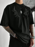 Men's Hand Print Round Neck Short Sleeve Oversized T-Shirt