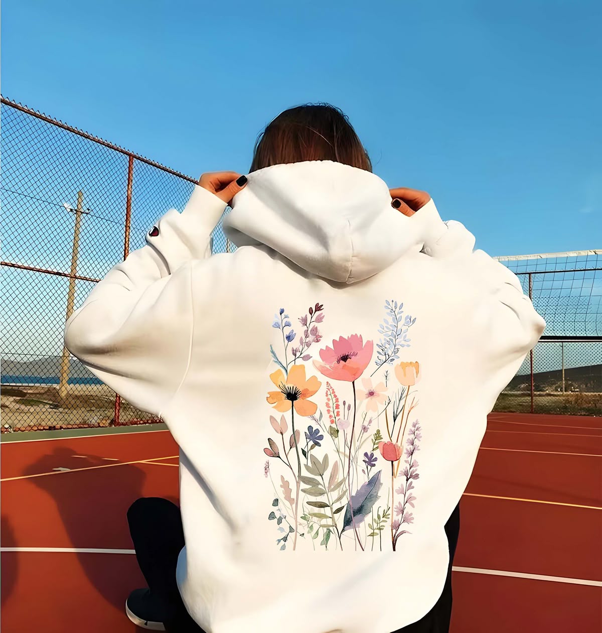 Wildflower Hoodie, Watercolor Wildflower, Pastel color Flower Lover Gift, Wildflower Gift, Wild Flower Gift, Wildflower Lover, Wildflower