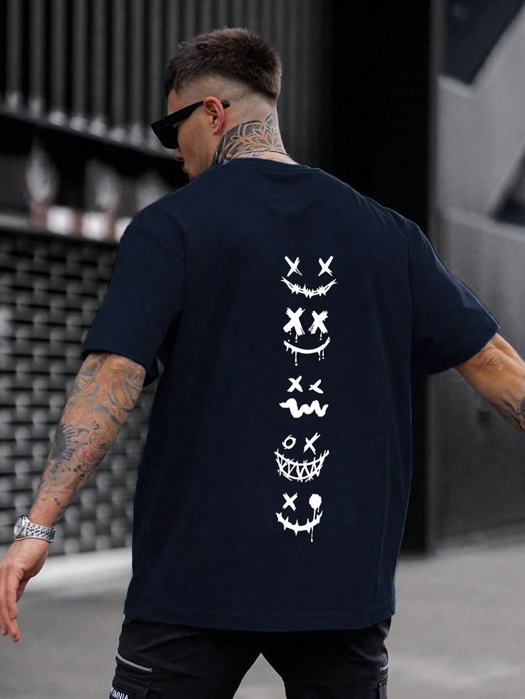Men's Face Printed Short Sleeve T-shirt