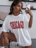 Drop Shoulder Letter Graphic Longline Tee