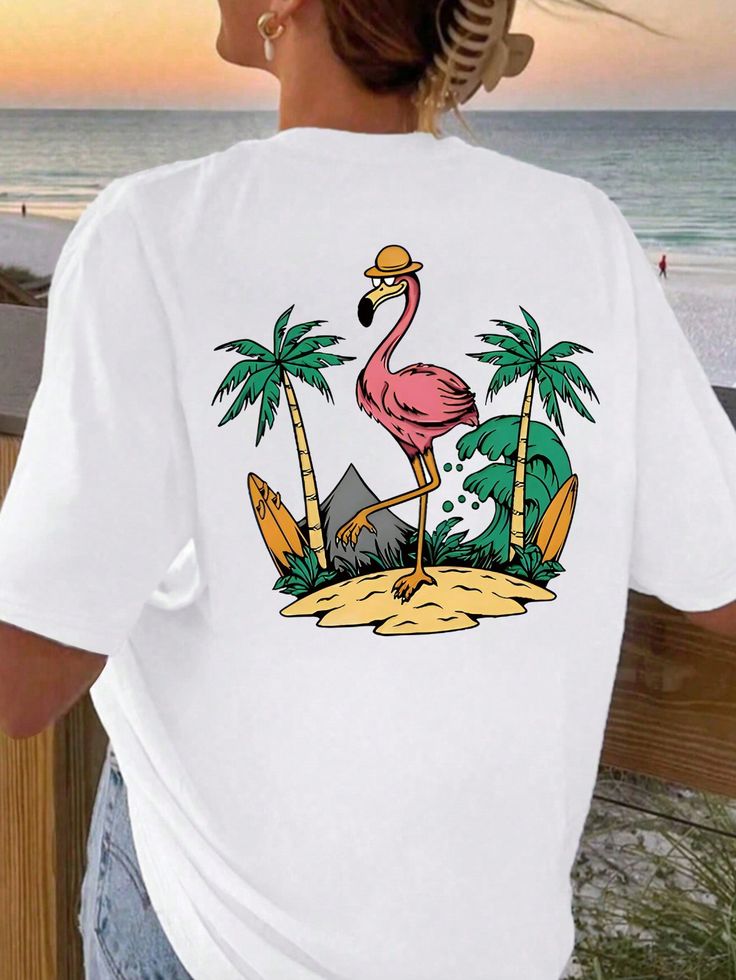 Women's Casual Cartoon Printed Short Sleeve T-Shirt For Summer