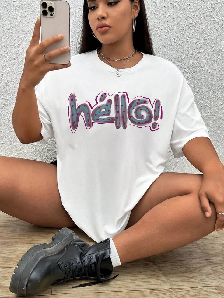 Women's Summer Creative "Hello" Letter Printed Loose