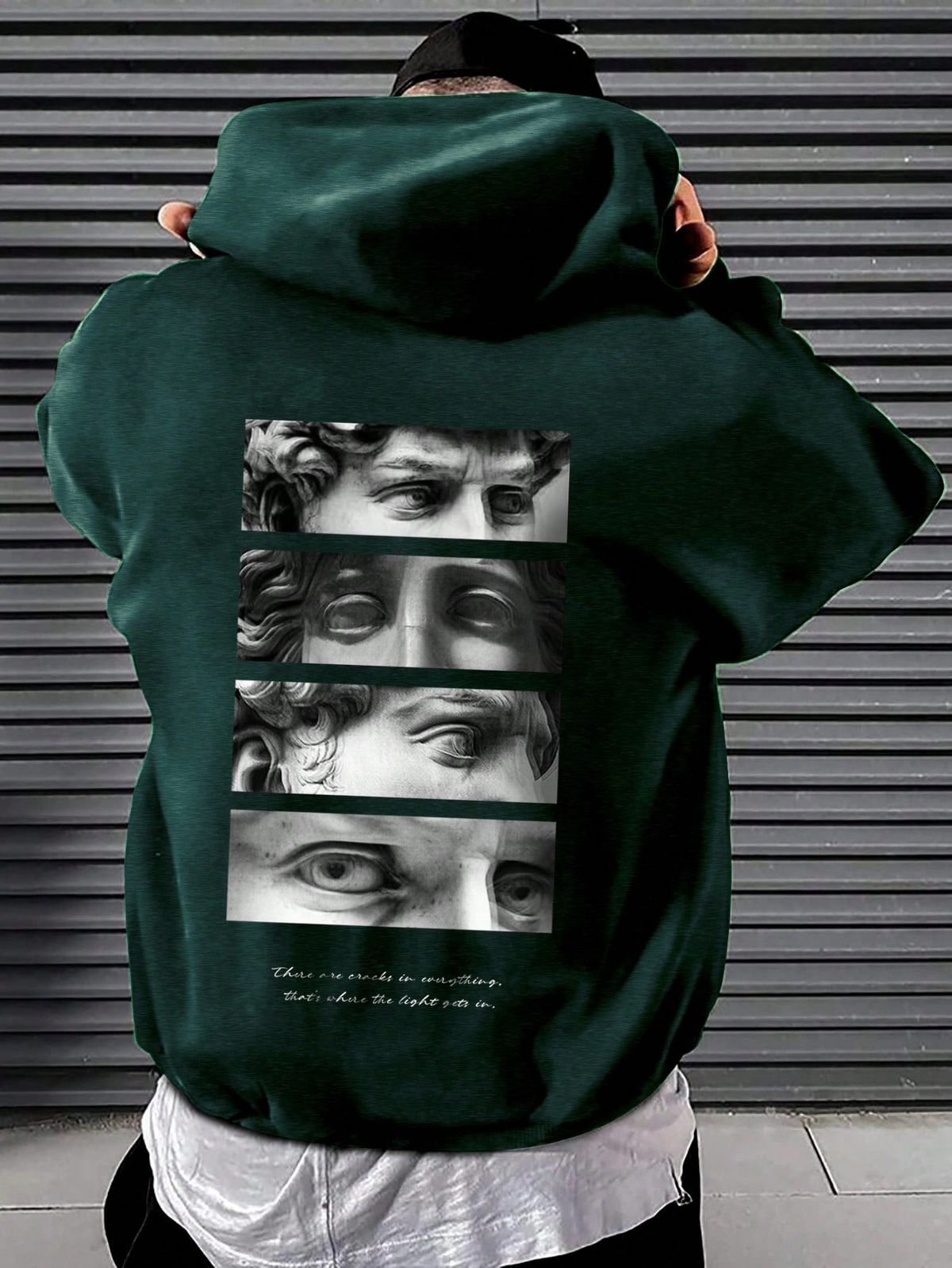 Men's Sculptural Print Drawstring Hooded Sweatshirt
