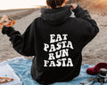Eat Pasta Run Fasta Hoodie, Pasta Shirt, Pasta Hoodie, Aesthetic Hoodie, Pasta Lover, Gift for Pasta Lover, Wavy Text Retro, Back Print