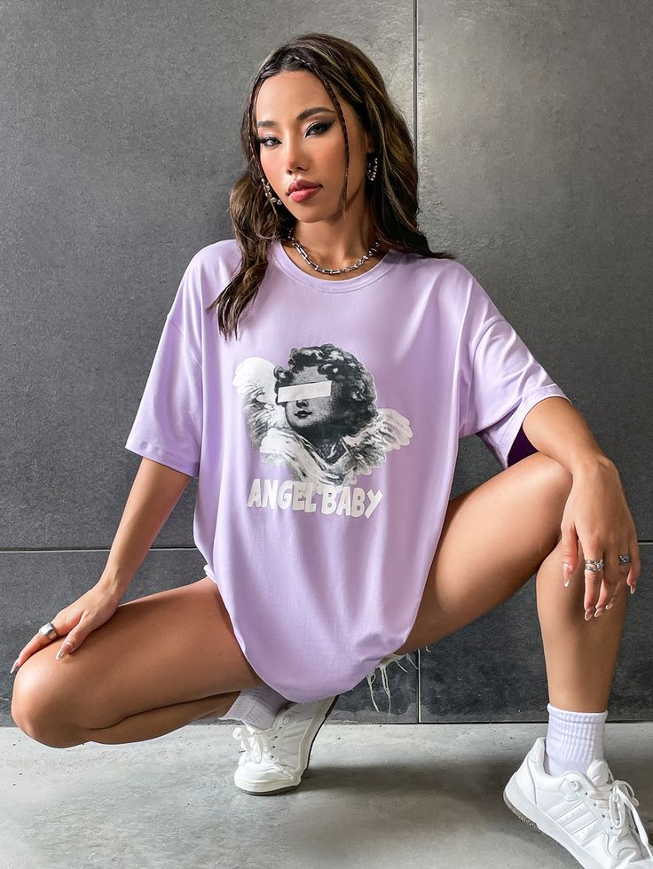 Letter & Figure Graphic Drop Shoulder Tee