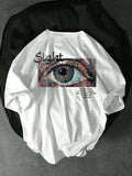 Men's Summer Eye Printed Slogan Round Neck Short Sleeve Casual T-Shirt