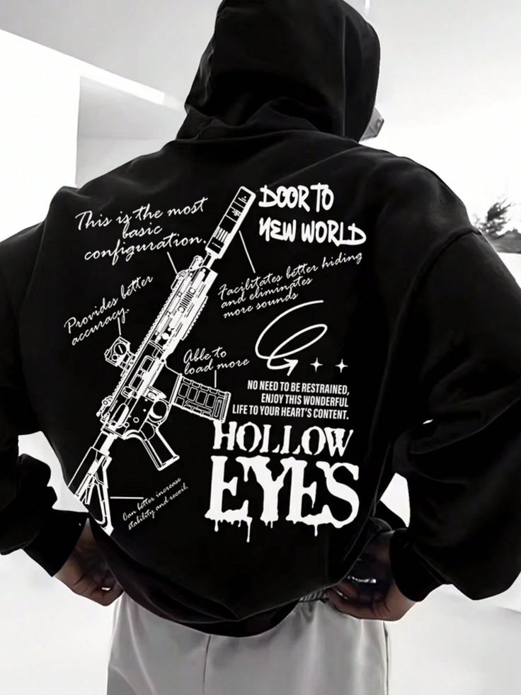Hollow Eyes Hoodie, Regular Fit, Y2K, Hip-Hop Street Style, Digital Print, Casual Pullover With Pockets. The Perfect Gift.