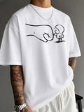 Washed Tee With Letter Graphic Print