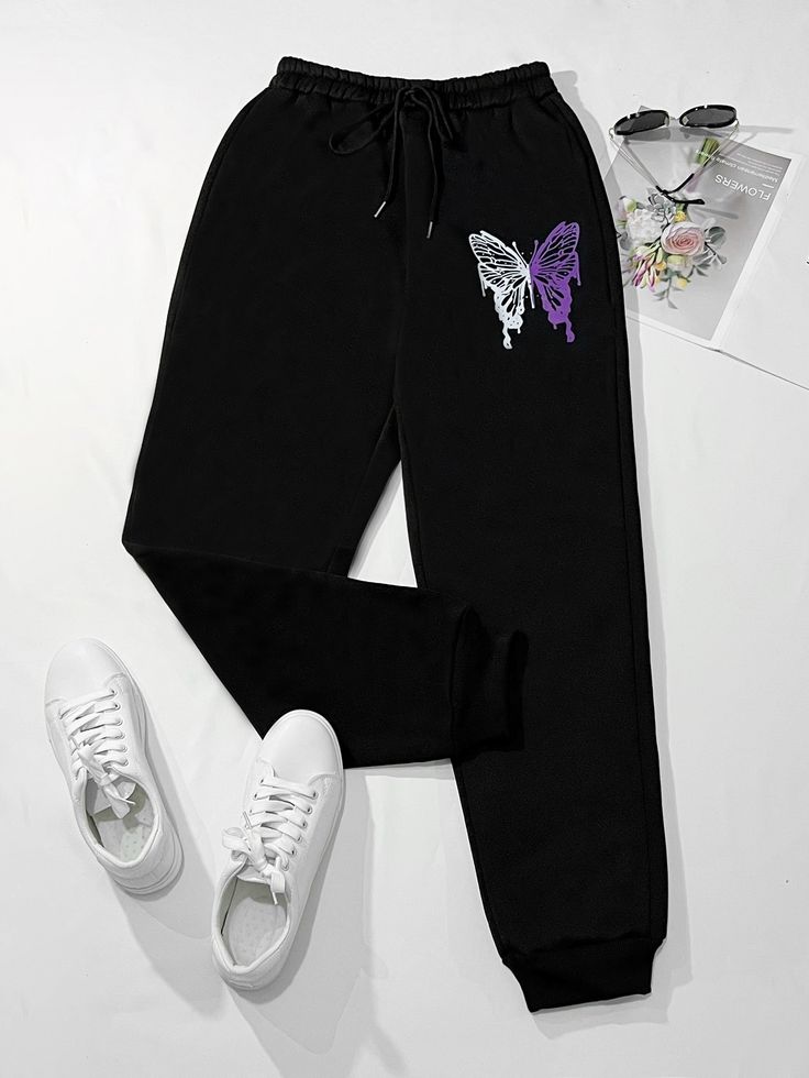Butterfly Print Drawstring Waist Joggers SHEIN avatar link