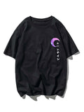 Men Japanese Letter & Moon Print Tee
