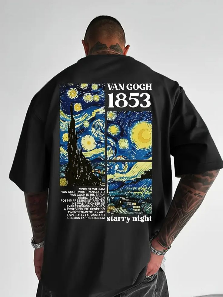 T-shirt With Print Tribute To Van Gogh's "Starry Night"