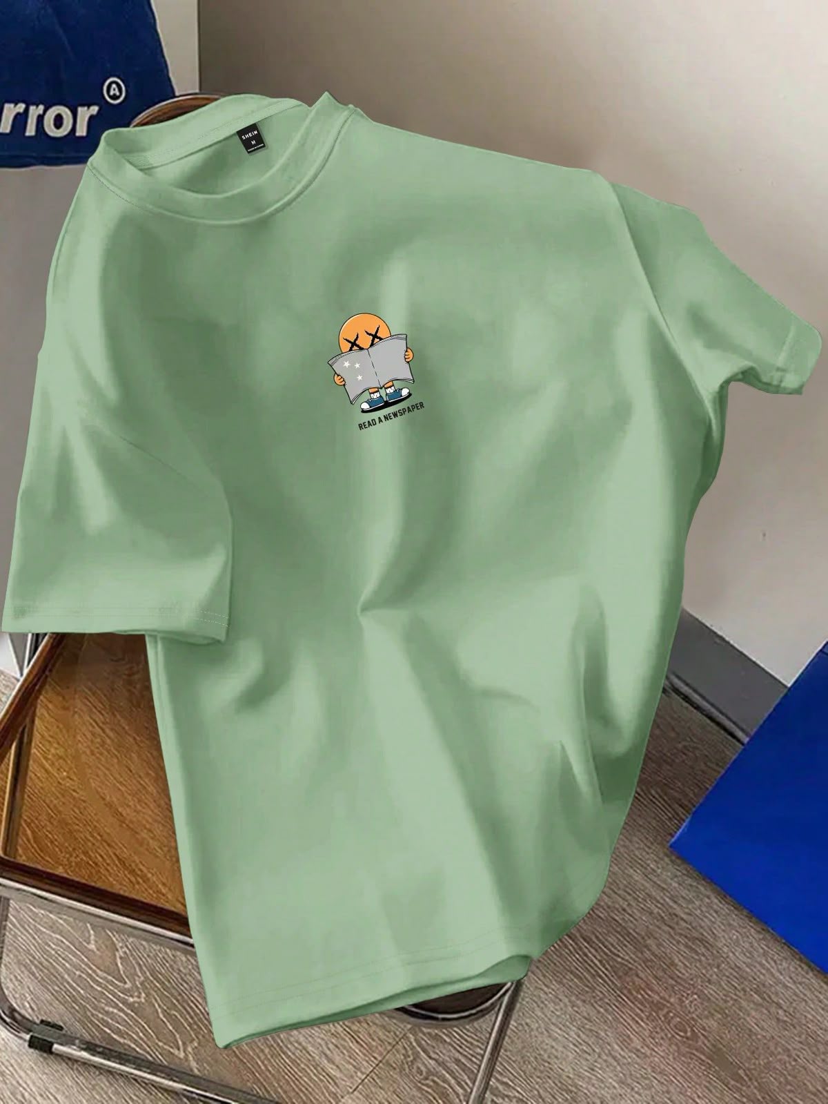 Men's Summer Cartoon Printed Round Neck Short Sleeve Casual T-Shirt With Letterss