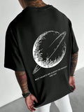 Men's Interesting Planet Print Short Sleeve Oversized T-Shirt Round Neck