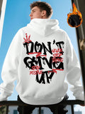 Men'S Hooded Sweatshirt - DON'T GIVE UP Motivational Back Print - Loose Fit Streetwear Pullover Hoodie - Warm Winter Sweater For Gym, Casual Outfits -