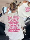 Summer Tops,Women's Summer Casual Round Neck Pink Bull Print Pattern White Short-Sleeved T-Shirt Top,Graphic Tees Women