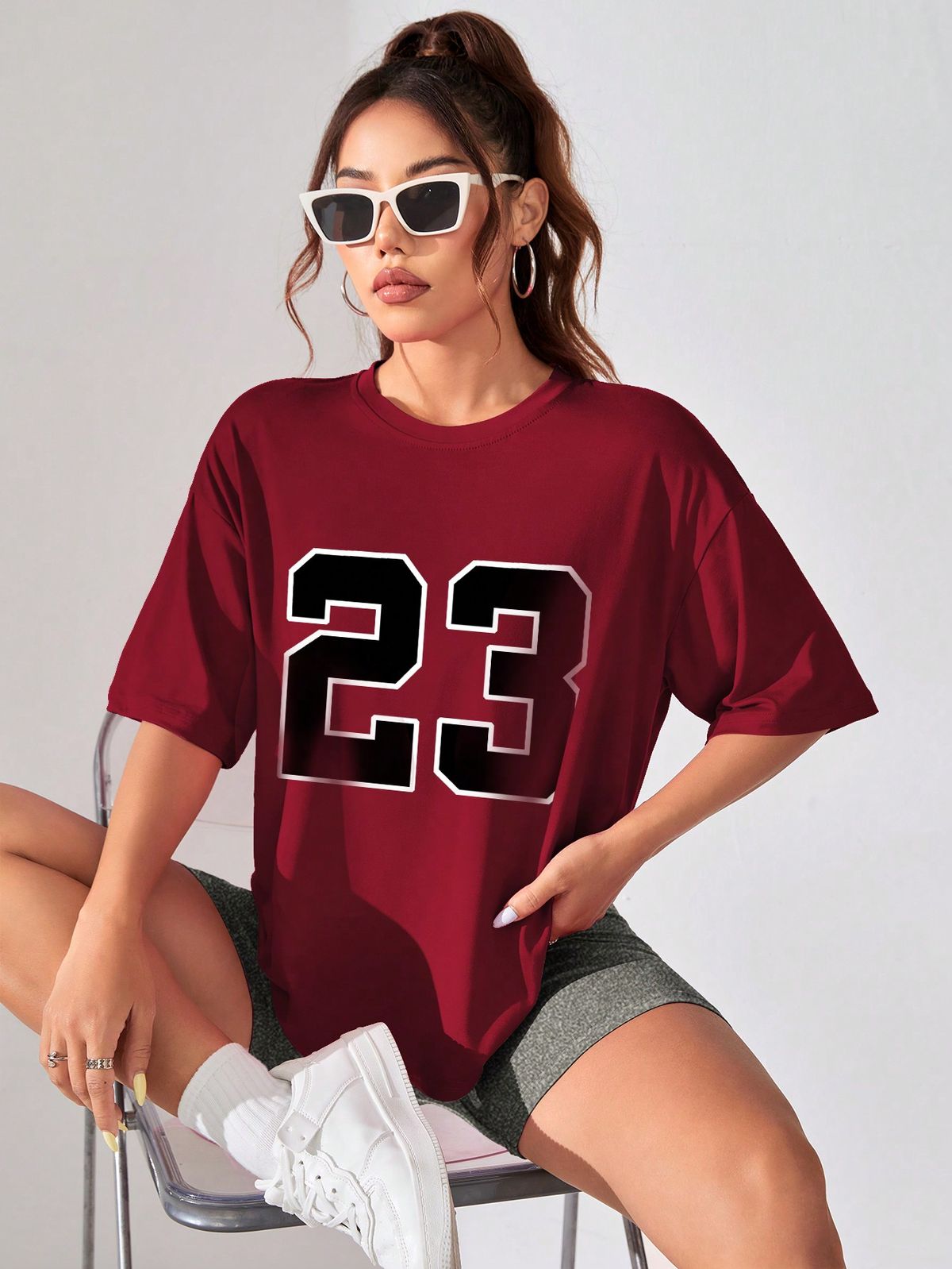 Attitude Print Tshirt Short Sleeve Crew Neck Casual Top For , Women's Clothing