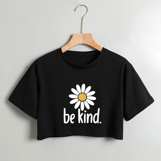 Flower & Letter Print Crop Top Oversized