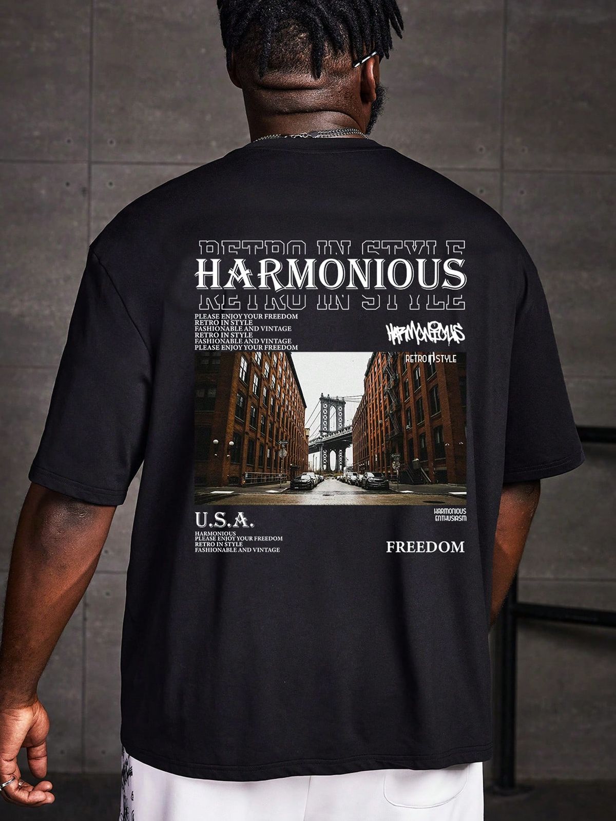 Men Building & Slogan Graphic Tee