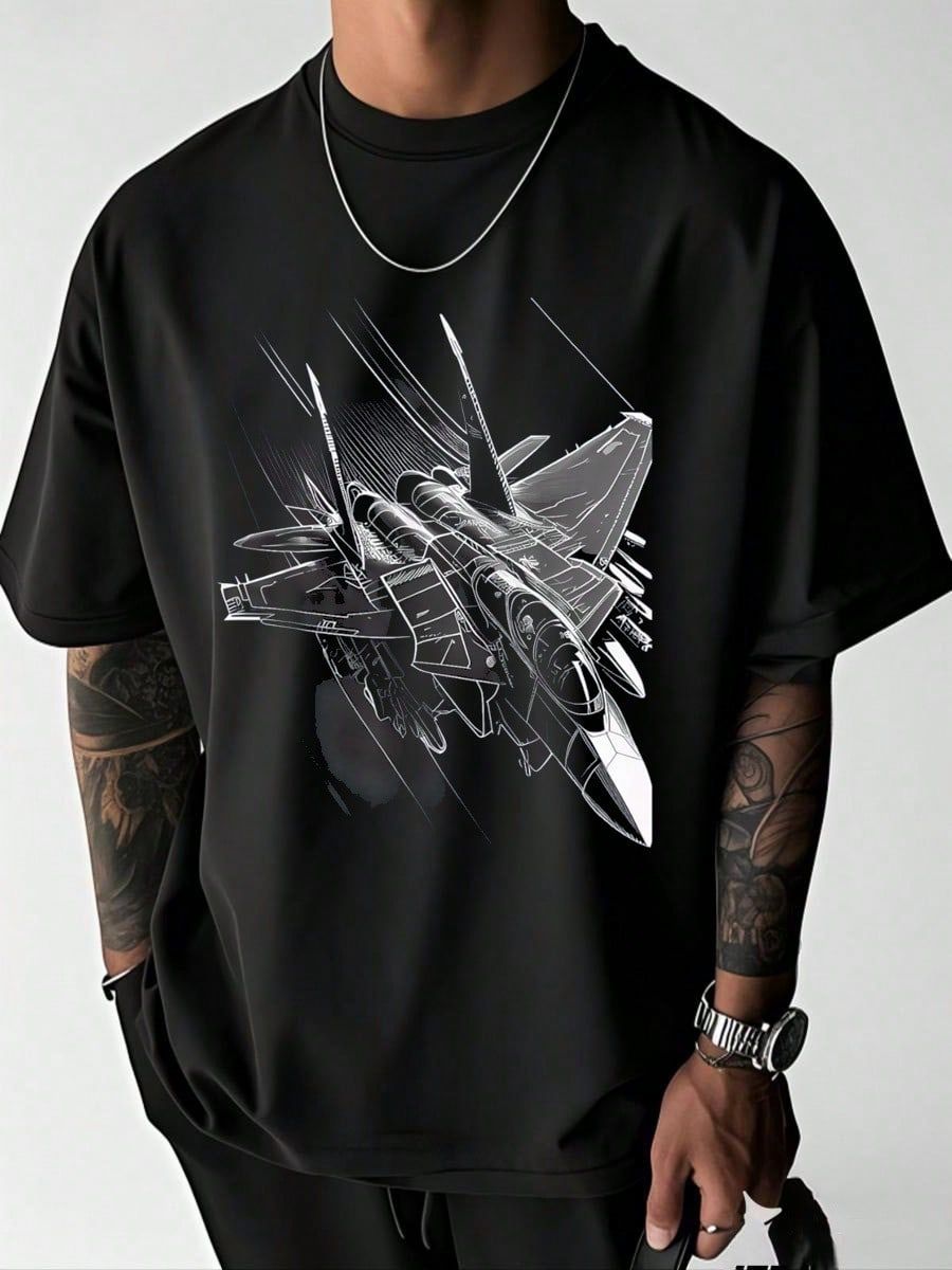Military's Jet Fighters Aircraft Plane Graphic Tees T-Shirt Cotton Summer Men's Short Sleeve Tops T-Shirt