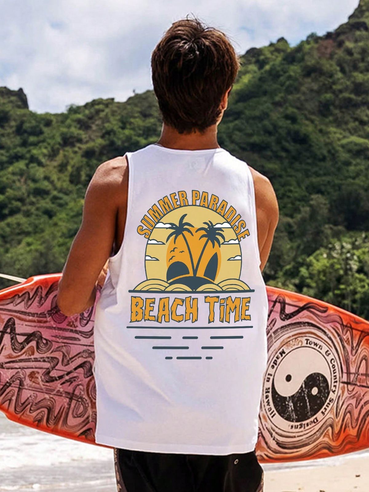 Men Beach Outfits Summer Vacation Knit Casual Surfing Seaside Beach Shark Graphic Fit Hawaiian Tank Top Beachwear