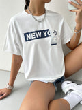 Letter Graphic Round Neck Tee