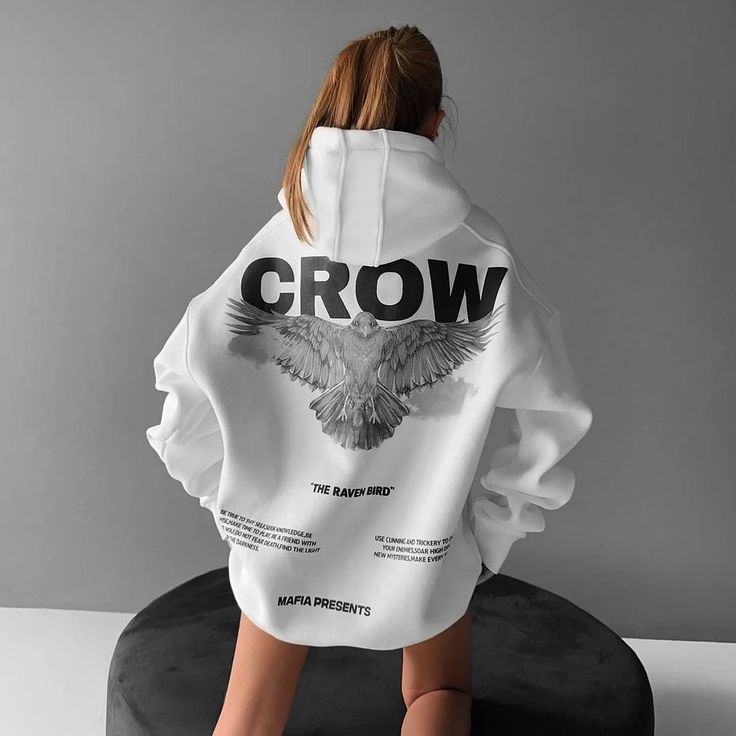 Women's Casual Slogan Graphic Crow / Hoodies Liban