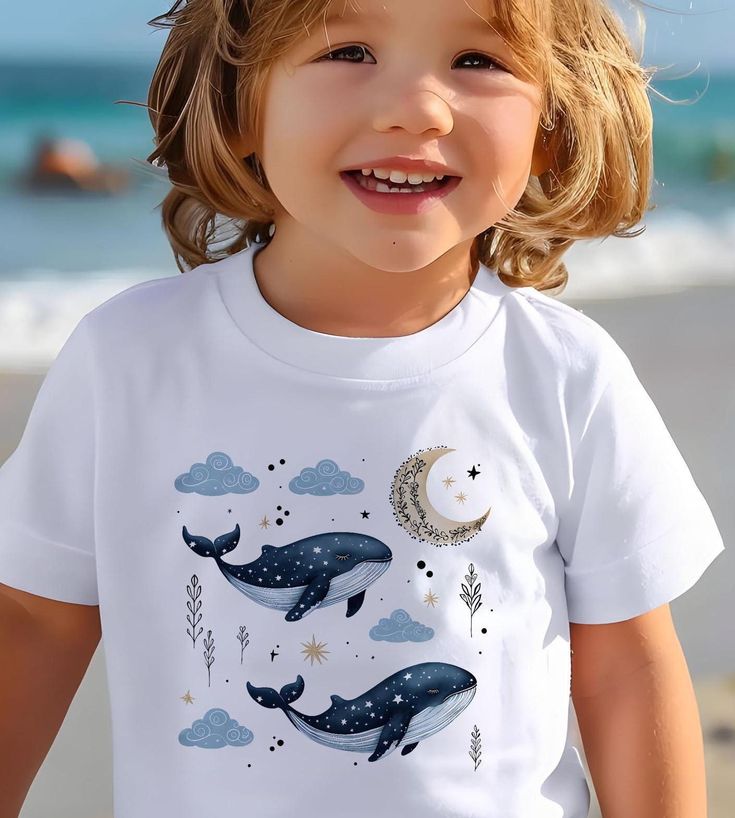 Ocean Whale Kids T-Shirt Cute Marine Animal Tee for Boys & Girls Soft Cotton Summer Top